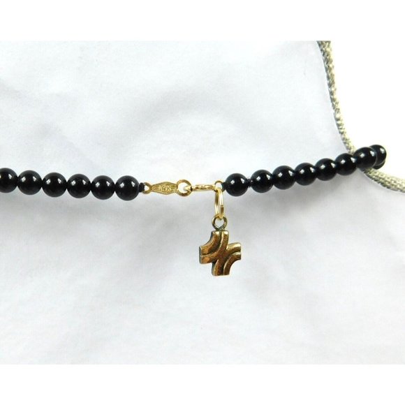 Vintage Black/Gold Tone Beaded Necklace 14K Spring Ring Clasp SEE DESCRIPTION - Picture 9 of 9
